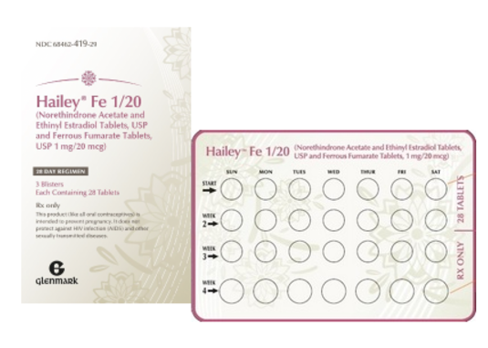 Hailey Fe 1/20 28 Day  - Norethindrone Acetate and Ethinyl Estradiol Tablets, USP and Ferrous Fumarate Tablets, USP