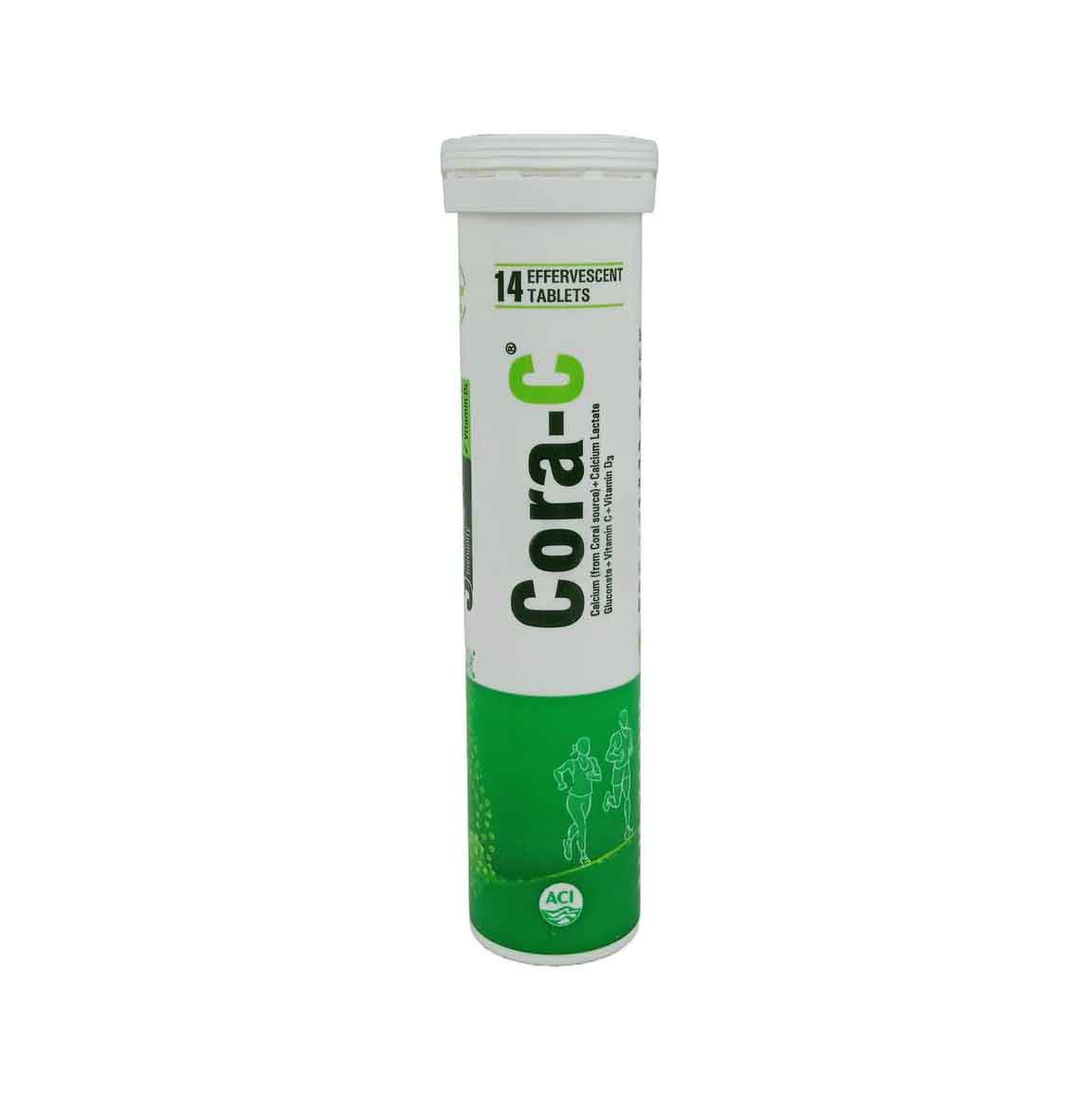 Cora-C Effervescent Tablet 1000 mg+327 mg (Coral calcium)+500 mg+400 IU
