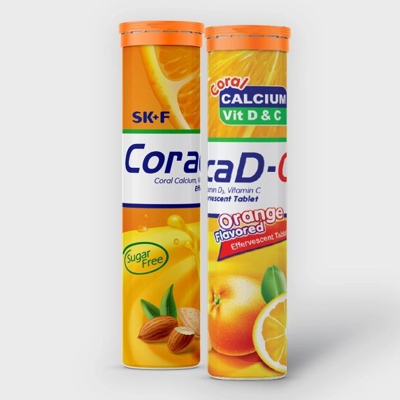 CoracaD-C Effervescent Tablet 1000 mg+327 mg (Coral Calcium)+500 mg+400 IU