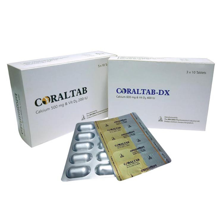Coraltab-DX Tablet 600 mg+400 IU