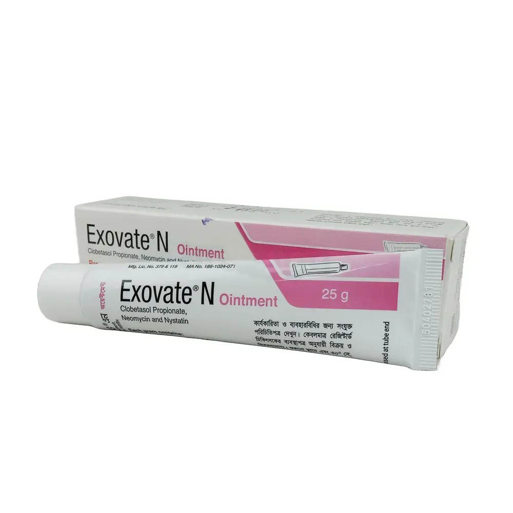 Exovate N Ointment (0.5 mg+5 mg+1 Lac IU)/gm