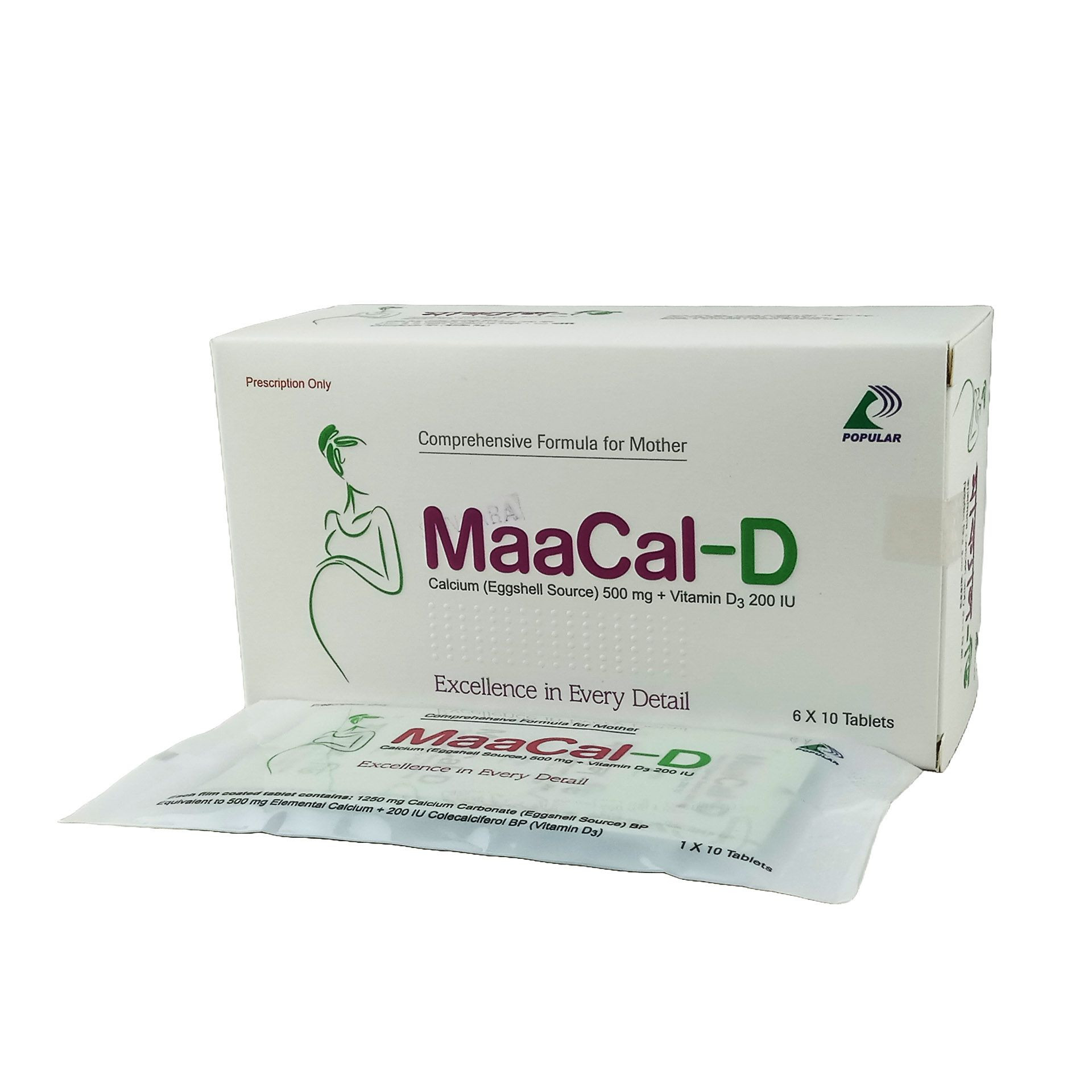 Maacal-D Tablet 500 mg+200 IU