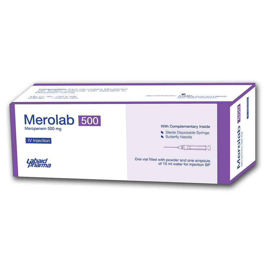 Merolab IV Injection or Infusion 500 mg/vial