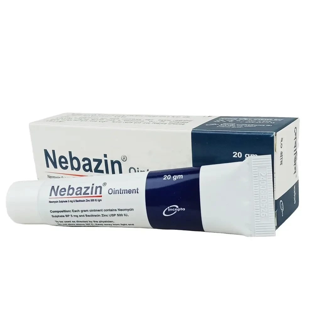 Nebazin Ointment (5 mg+500 IU)/gm