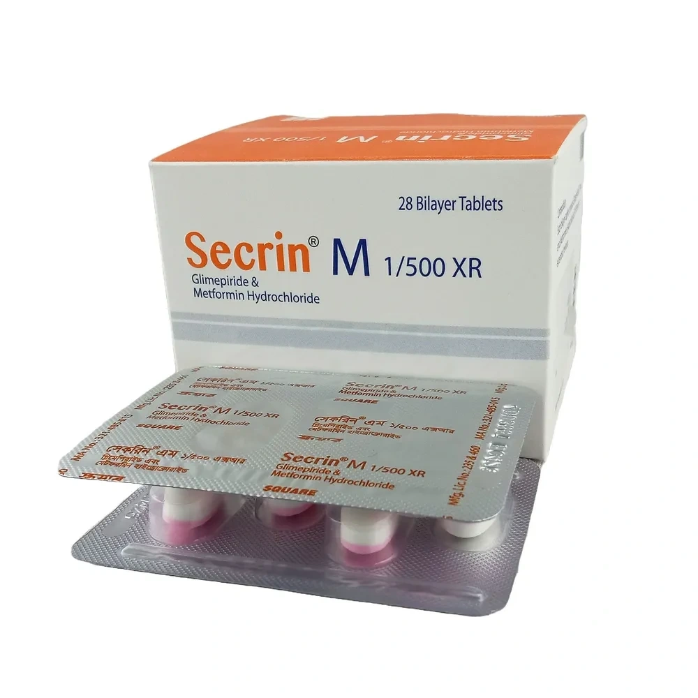 Secrin M Tablet (Extended Release) 1 mg+500 mg