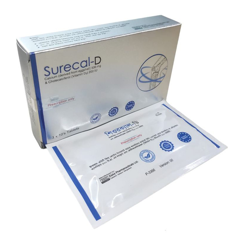 Surecal-D Tablet 500 mg+200 IU