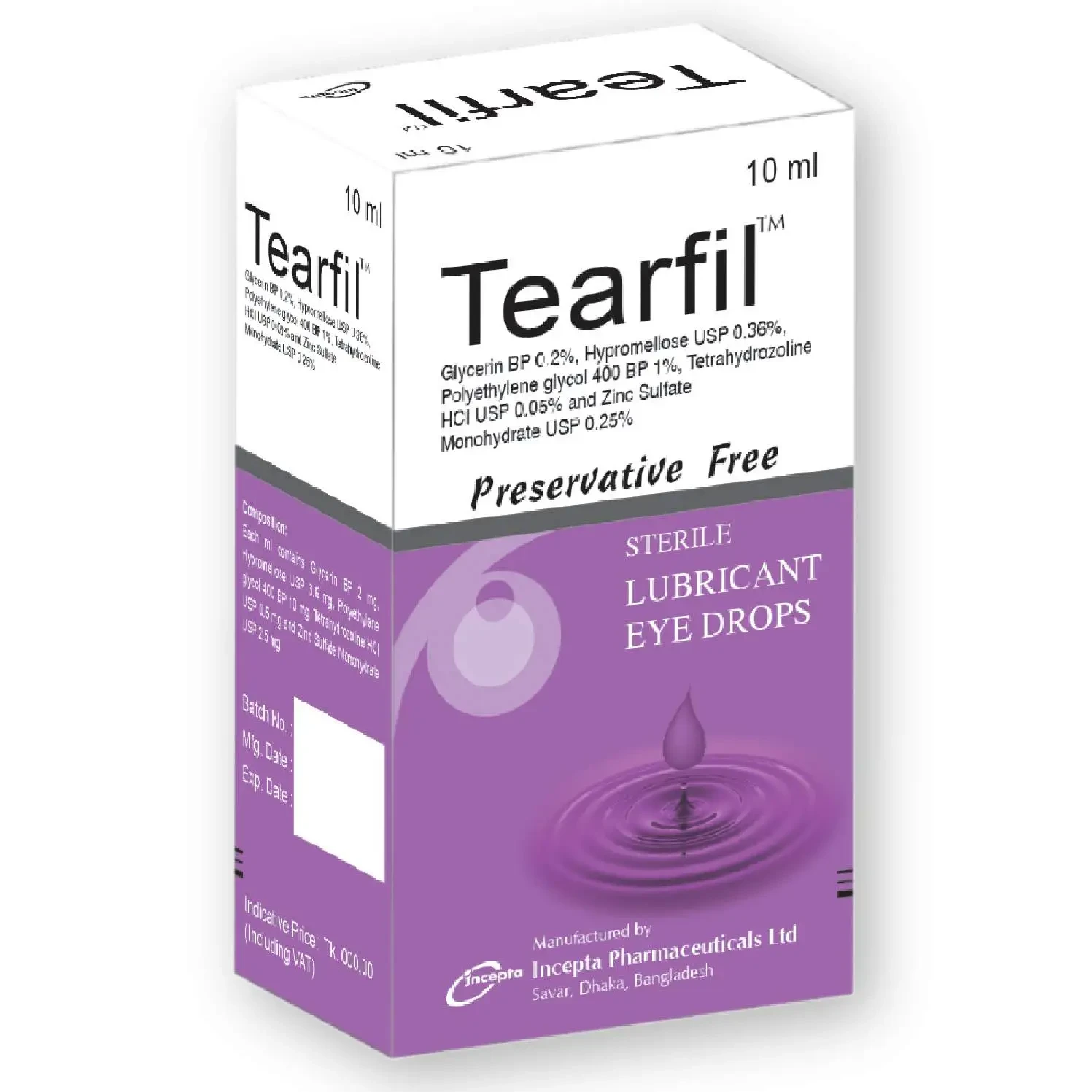 Tearfil Ophthalmic Solution 0.2%+0.36%+1%+0.05%+0.25%
