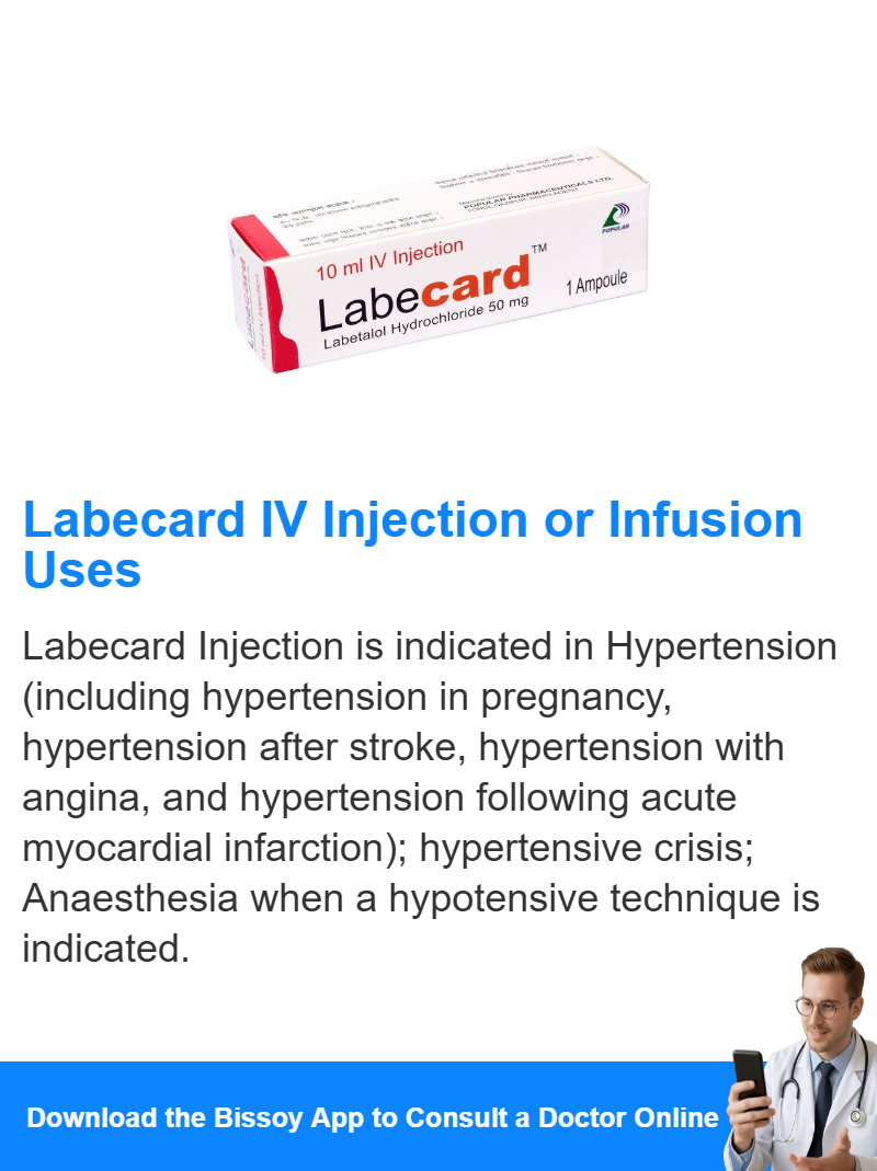 Labecard IV Injection or Infusion 50 mg/10 ml Uses, Dosage, Side ...
